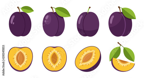 Fresh plums in various stages of ripeness