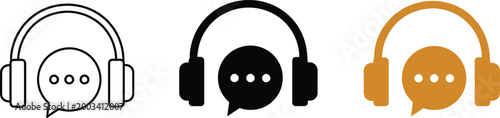 Bild auf Leinwand Headphone icon set line silhouette and filled versions