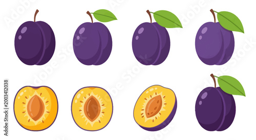 Fresh plums vector illustration