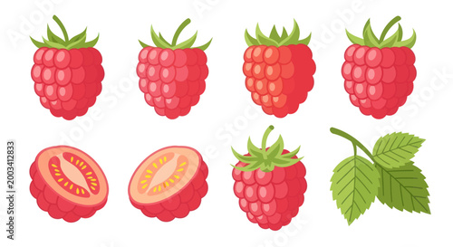 Fresh raspberries isolated on white background