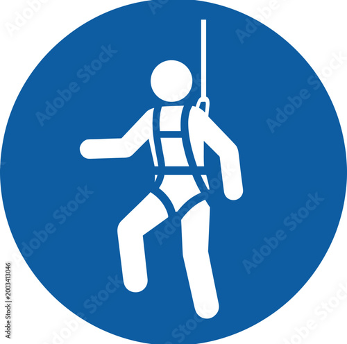 Mandatory Safety Sign Icon for Full Body Harness and Personal Fall Protection Equipment for Work at Height