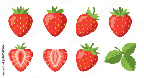 Fresh red strawberries isolated on white