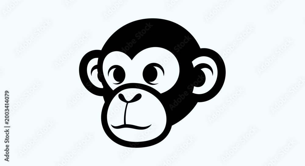 Fototapeta premium Black and white monkey face illustration