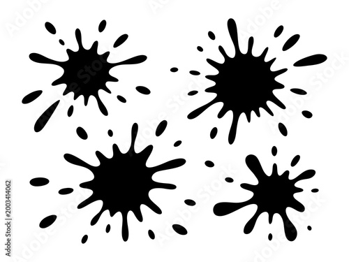 Black Ink Splatter Set Collection Vector on White Background.