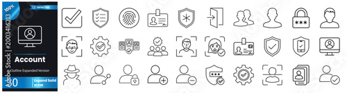 Modern User Account Solid Icon Set, Profile and Login Bold Outline Icons Collection, Avatar, Password, Username, Access and Authentication Vector Pack for Web and App UI Design