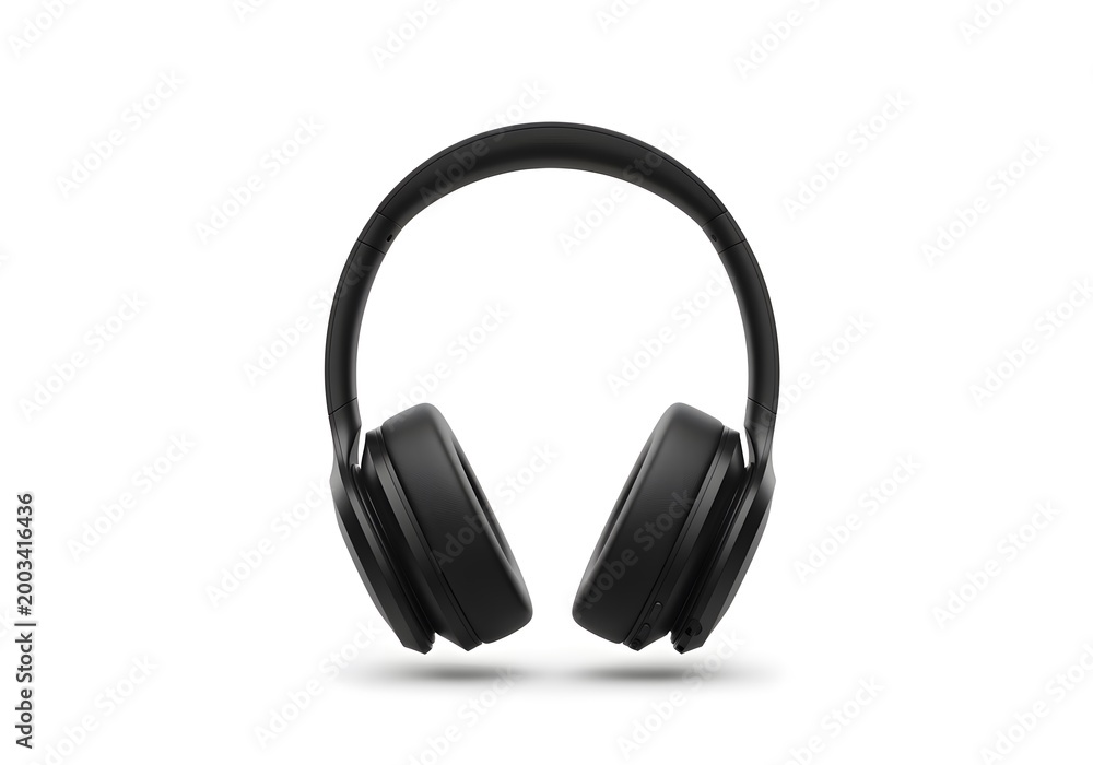 Fototapeta premium Black wireless headphones with adjustable headband and ear cushions