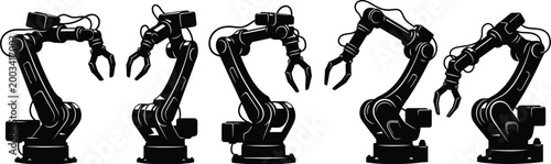 Black robotic arms in different positions