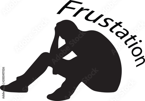 man frustration silhouette type design 