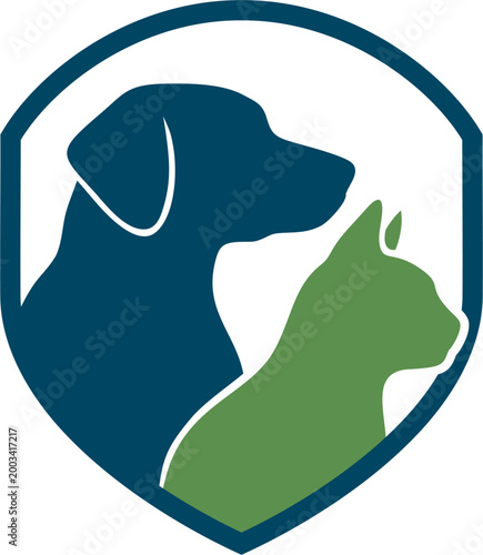 Stylish Pet Illustrations: Cats and Dogs in the shield