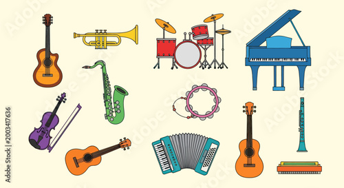 Musical instruments collection illustration