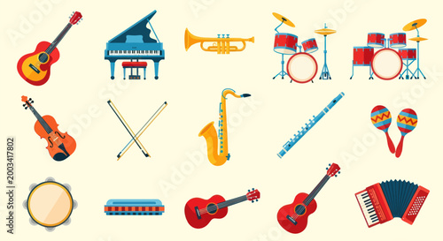 Musical instruments collection illustration