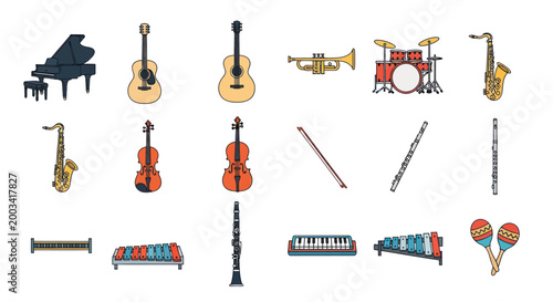 Musical instruments collection illustration