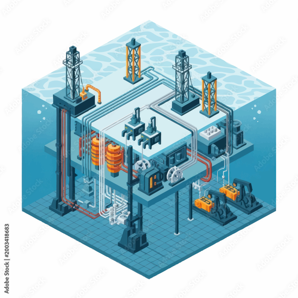 Obraz premium Industrial offshore oil platform structure.