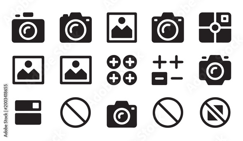 Photography editing and forbidden camera symbols collection for application user interfaces.