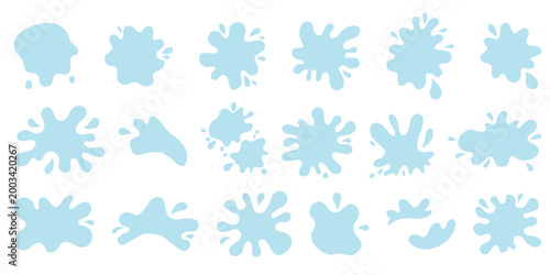 Quadro su tela A collection of flat vector water splashes, wavy liquid frames, and fluid puddle silhouettes