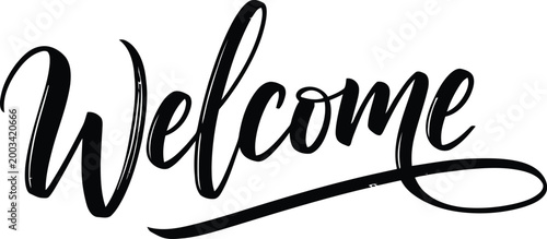 Elegant brushstroke welcome calligraphy a warm and inviting greeting
