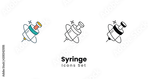 Syringe icons vector set stock illustration