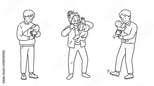Caring Parents and Their Babies: A Daily Family Routine Scene