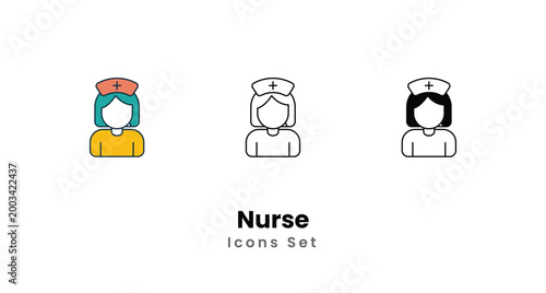 Nurse icons vector set stock illustration