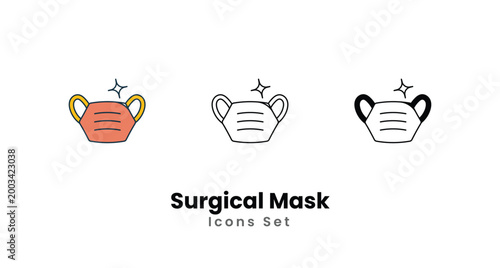 Surgical Mask icons vector set stock illustration
