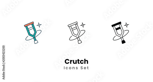Crutch icons vector set stock illustration