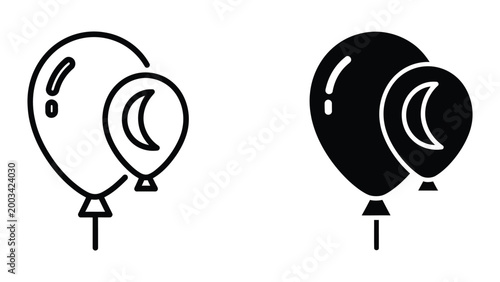 Black and white balloon pair with crescent moon design