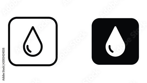Water droplet icon in contrasting square backgrounds