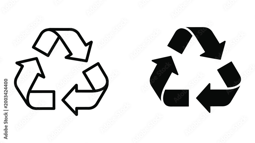 Obraz premium Recycling symbol icons in two styles