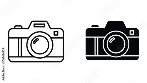 Minimalist camera icons in black and white styles
