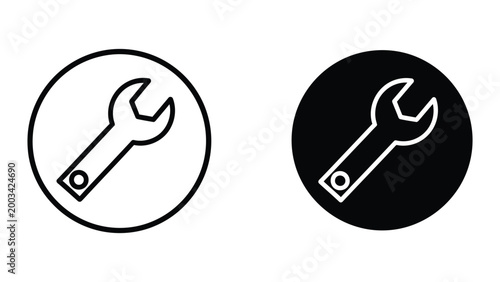 Simple wrench icon with two different background styles