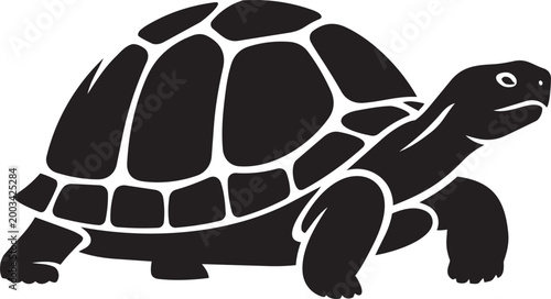 Silhouette of a tortoise a simple black and white vector illustration representing nature and wildlife perfect for educational or design purposes