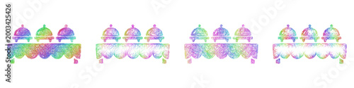 Rainbow sketch buffet icon design set