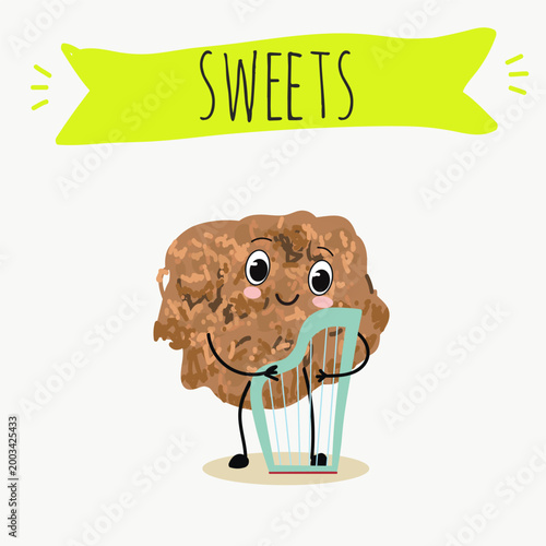 Funny Characters brutti ma buoni, biscotti regina, italy dessert, hand drawn vector illustration.