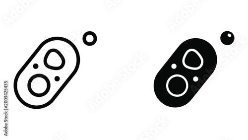 Simple black and white bacteria illustration with dots