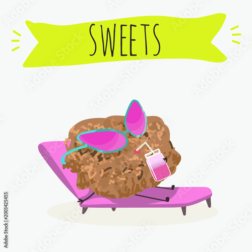 Funny Characters brutti ma buoni, biscotti regina, italy dessert, hand drawn vector illustration.