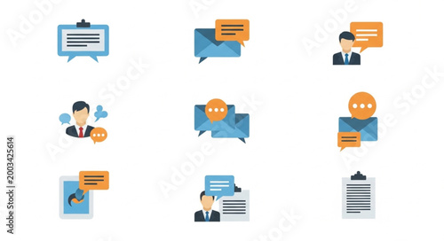 Collection of Business Communication and Messaging Icons.