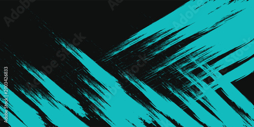 Abstract Grunge Cyan Scratch In Black Background. Goof For Banner, Poster Or Frame Template