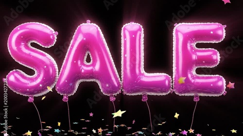 Balloons Announce a Special Sale: Big, bright, pink balloon letters spell out the word SALE.