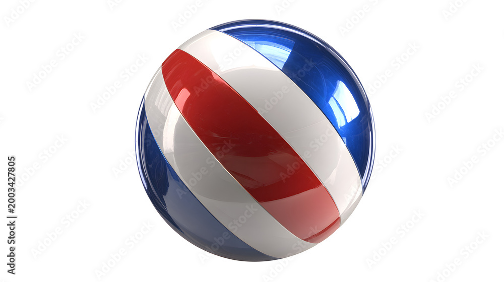 Naklejka premium symbolic sphere cutout of tricolor flag ball with detailed central emblem, glossy patriotic design element with smooth finish, , isolated on white background
