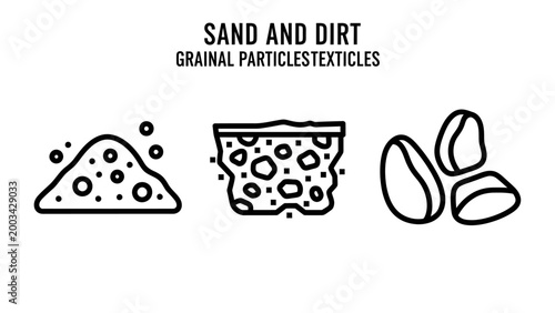 Natural sand and dirt particles icon collection representing grainal texture and geological material with particles materials minerals construction elements graphics abstract collection