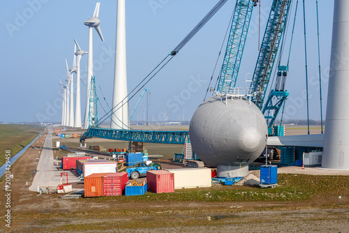 Wind Farm Nacelle Construction in Swifterbant, Netherlands