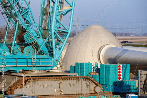 Nacelle and Crane at Windfarm Construction Site