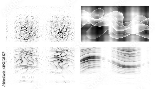 Abstract digital textures with flowing lines and a speckled pattern