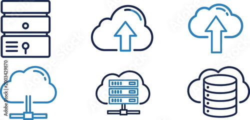 Cloud computing and data storage icons set