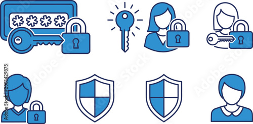 Security and access control icons passwords keys and user protection
