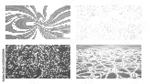 Abstract pixel art patterns and textures in grayscale