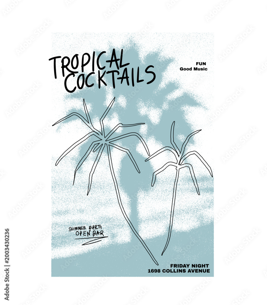 Naklejka premium Tropical Palm tree Bluer Graphic T Shirt Design. Summer Print Design. vintage Graphic Tee. hand drawing palm tree artwork. 