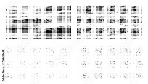 Abstract textured patterns in monochrome, evoking natural formations and granular surfaces.