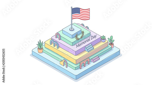 A patriotic vector banner illustration honoring Memorial Day, a solemn celebration to remember and pay tribute to fallen soldiers and brave patriots