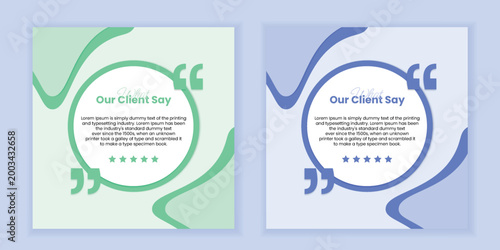 Elegant social media testimonial templates with soft wave patterns and star rating icons